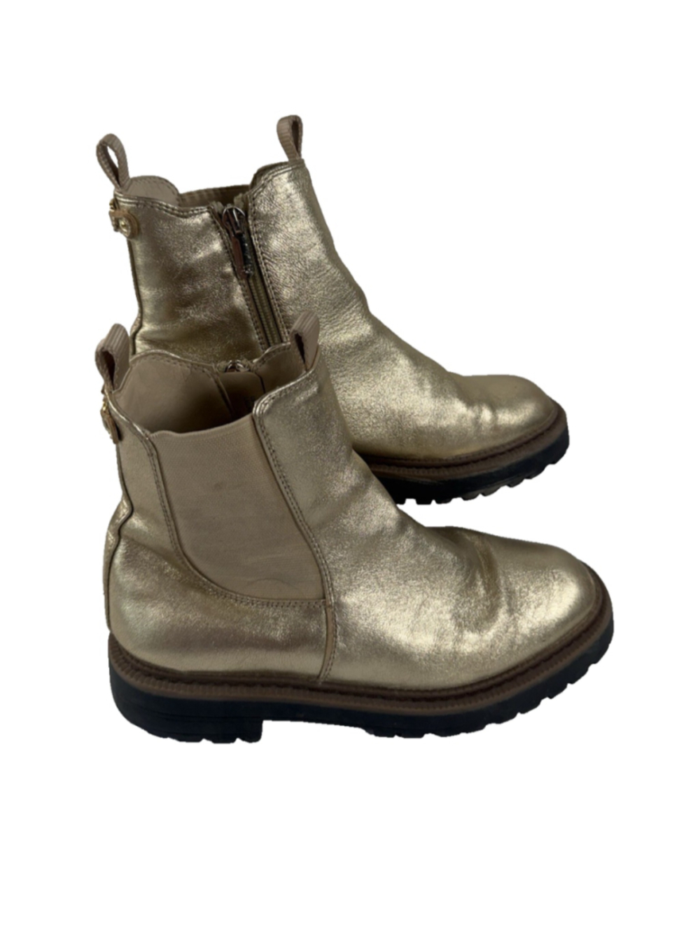Sam Edelman Laguna Ankle Boot Gold size 6 EU size 36 combat boot chelsea boot